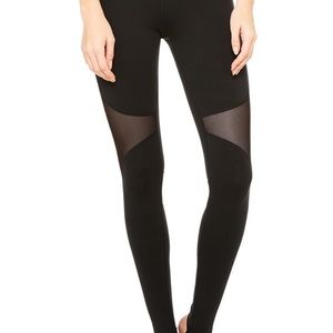 Alo Black Stirrup leggings with mesh leg details